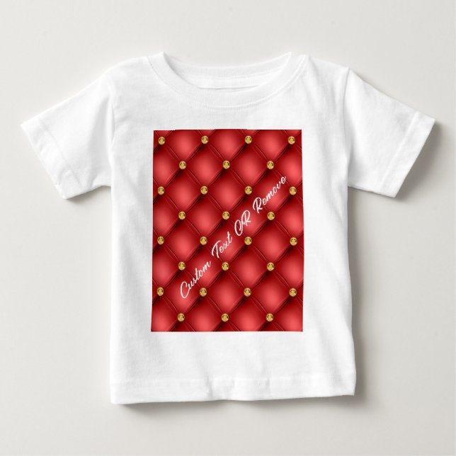 Red Gold Diamond Custom Text Name Baby T-Shirt (Front)