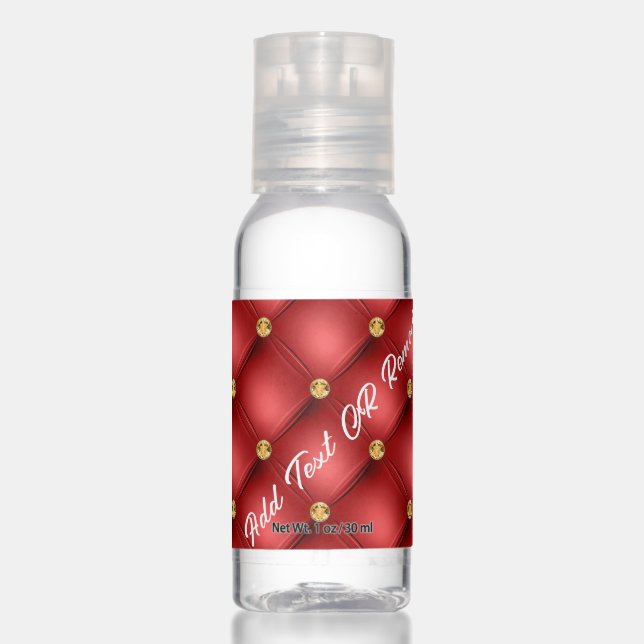 Red Gold Diamond Tufted Custom Text Hand Sanitizer (Front)