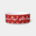 Red Gold Diamond Tufted Custom Text Name Bowl<br><div class="desc">Bowls with Golden Diamond Tufted Leather Custom Text Name Red Gold Personalized Gift - Choose / Add Your Favorite Text - Name OR Remove text - Make Your Special Bowl Gift - Resize and move or remove and add text / elements with Customization tool. Choose your favorite Font / Size...</div>