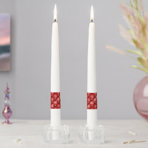 Red Gold Diamond Tufted Custom Text Taper Candle