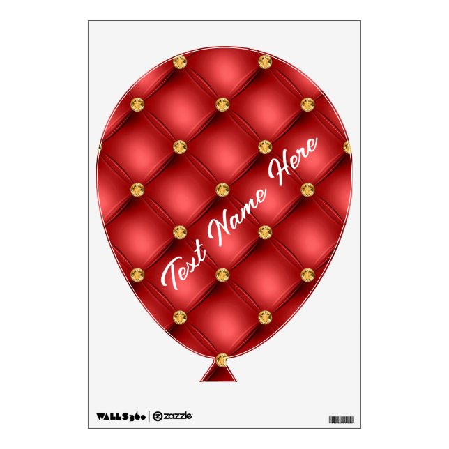 Red Gold Diamond Tufted Custom Text Wall Decal (Front)