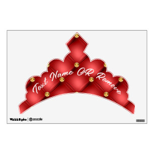 Red Gold Diamond Tufted Custom Text Wall Decal