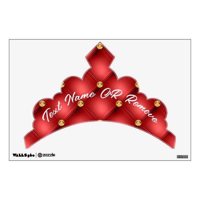 Red Gold Diamond Tufted Custom Text Wall Decal (Front)