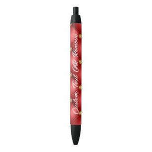 Red Gold Diamond Tufted Pen with Custom Text