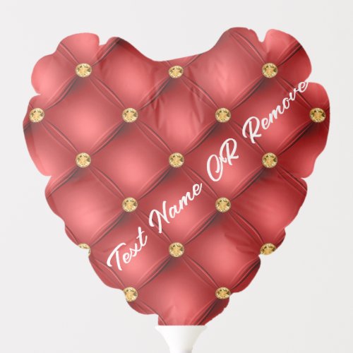 Red Gold Diamonds Tufted Custom Text Balloon