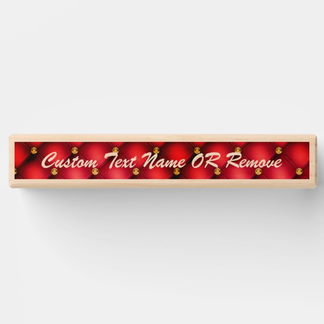 Red Gold Diamonds Tufted Custom Text Topple Tower (Front)