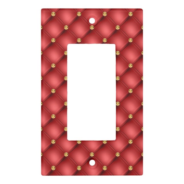 Red Gold Diamonds Tufted Light Switch Cover (Front)