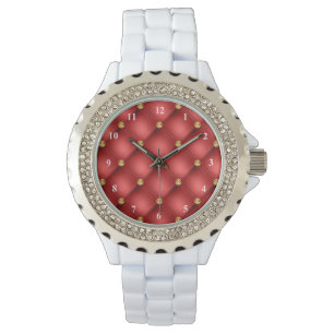 Red Gold Diamonds Tufted Watch