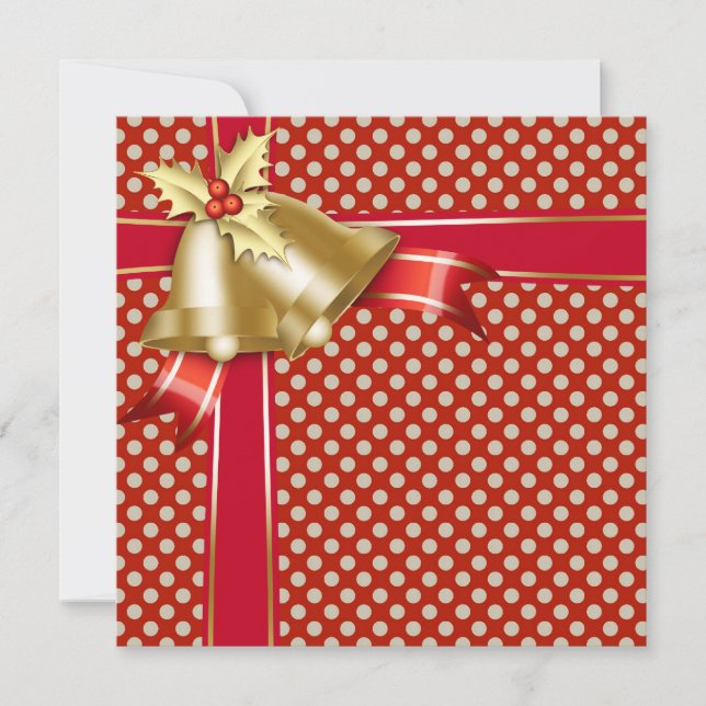 Red Gold Dot Christmas Party Invitation (Front)