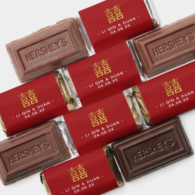 Red Gold Double Happiness Chinese Wedding  Hershey's Miniatures (Assorted)