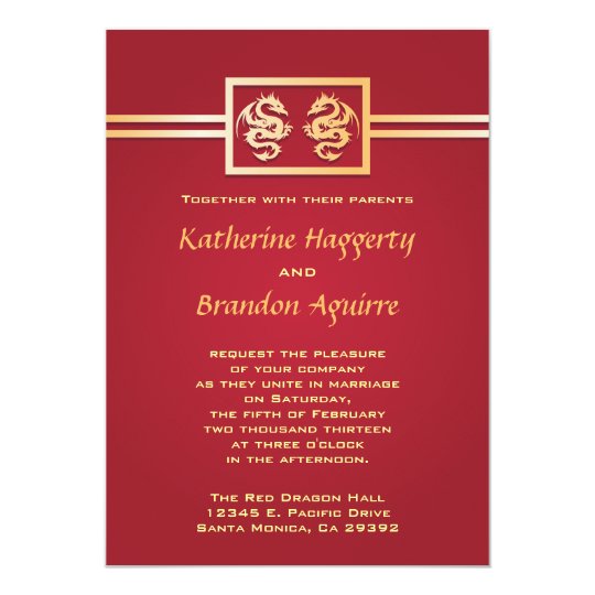 Red Gold Dragon Invitations Zazzle Com