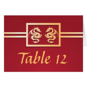 Red & Gold Dragon Table Place Numbers Cards