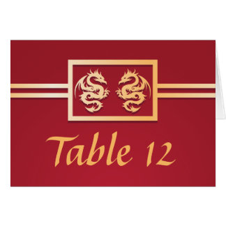 Red & Gold Dragon Table Place Numbers Cards