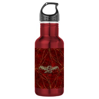 Red Gold Dragon Water Bottle by SlightlyFantastical at Zazzle
