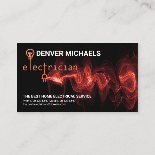 Red Gold Electrician Signage Red Electrical Charge Business Card (Front)