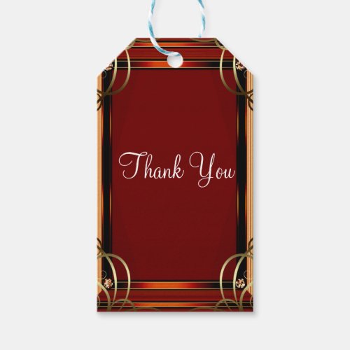 Red  Gold Elegant Company Corporate Holiday Party Gift Tags