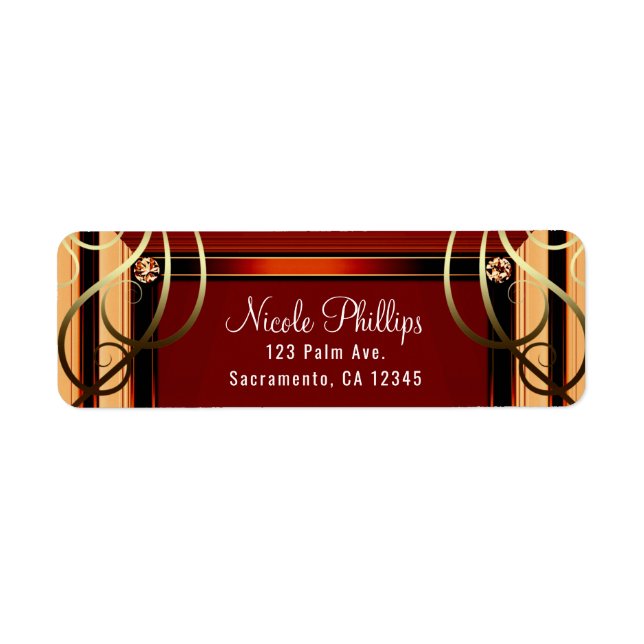 Red & Gold Elegant Company Corporate Holiday Party Label (Front)