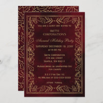 Red Gold Elegant Corporate Holiday Party  Invitation