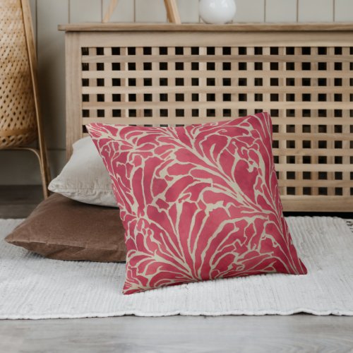 Red Gold Elegant Floral Chic Botanical Flowers Outdoor Pillow