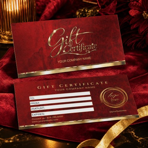 Red Gold Elegant Luxury Gift Certificate