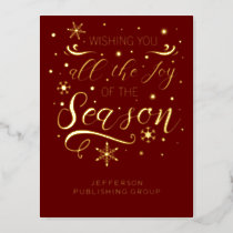 Red Gold Elegant Modern Business Holiday Foil Card