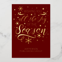 Red Gold Elegant Modern Business Holiday Foil Card