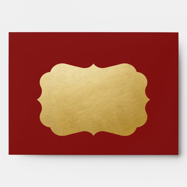 Red Gold Elegant Unique Christmas Envelope (Front)