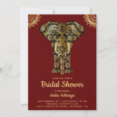 Red Gold Elephant Indian Bridal Shower Invitation (Front)