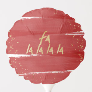 Red & Gold Fa La La La La Snowy Christmas Holiday Balloon