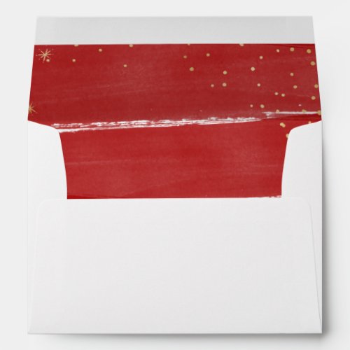 Red  Gold Fa La La La La Snowy Christmas Holiday Envelope