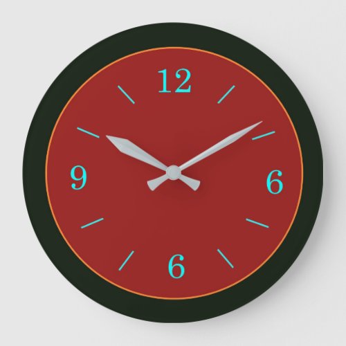   RedGold Face with Aqua Numerals Wall Clock
