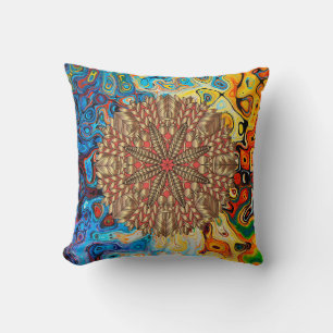 Red Gold Fall Nature Festival Throw Pillow
