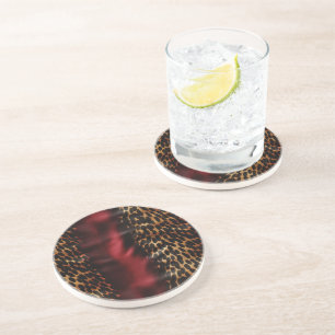 Red Gold Faux Cowgirl Southwest Cowhide Coaster