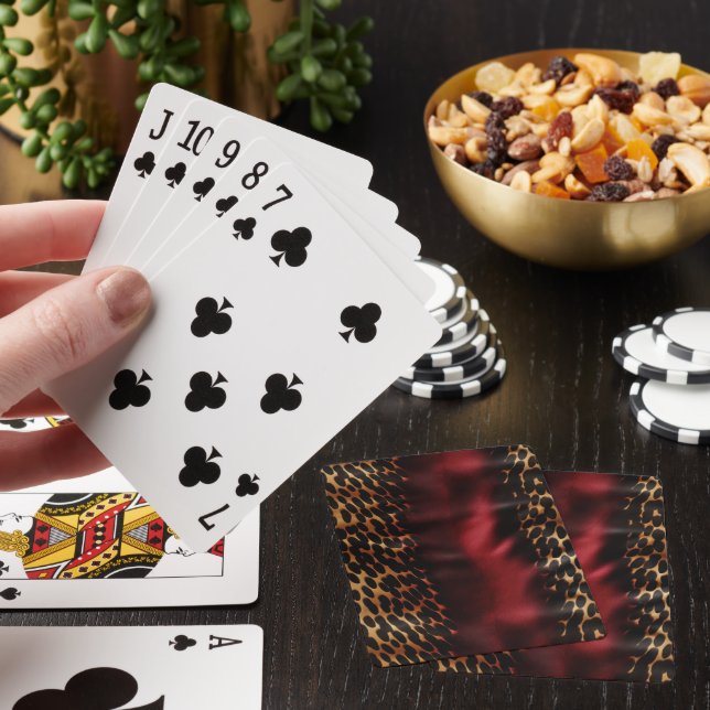 Red Gold Faux Cowgirl Southwest Cowhide Poker Cards (In Situ)