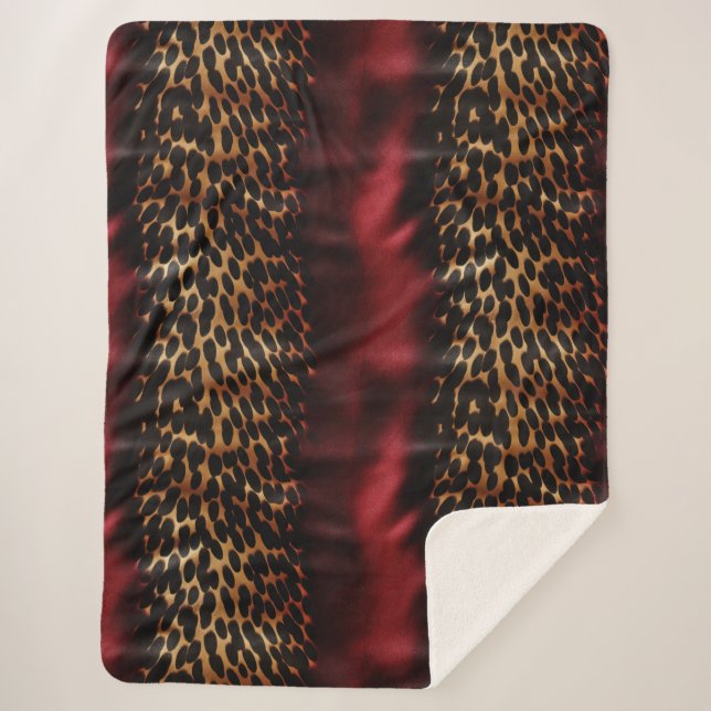 Red Gold Faux Cowgirl Southwest Cowhide Sherpa Blanket (Front)