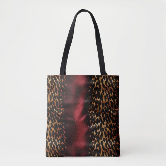 Red Gold Faux Cowgirl Southwest Cowhide Tote Bag (Front)