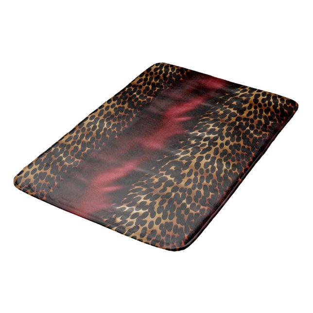 Red Gold Faux Southwest Cowgirl Cowhide Bath Mat (Angled)