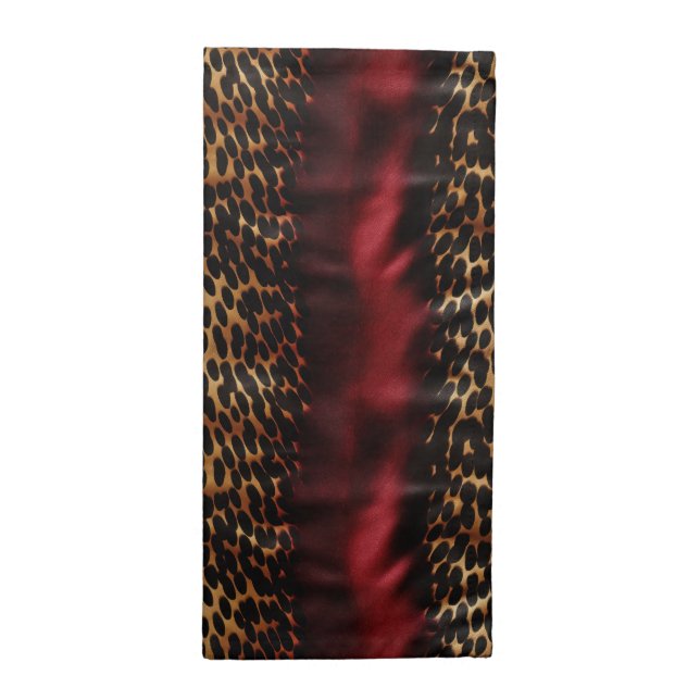 Red Gold Faux Southwest Cowgirl Cowhide Cloth Napkin (Half Fold)