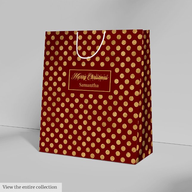 Red Gold Festive Christmas Paper Gift Bag Custom (Red Gold Festive Christmas Paper Gift Bag Custom)