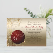 red gold Festive Corporate holiday party Invitation (Standing Front)