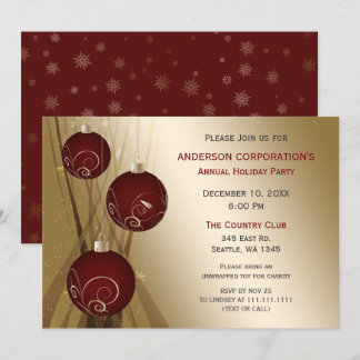 Red Gold Festive Corporate holiday party Invitation