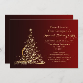 Red Gold Festive Corporate holiday party Invitation
