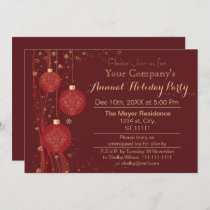 Red Gold Festive Corporate holiday party Invitation