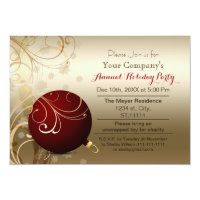 red gold Festive Corporate holiday party Invite