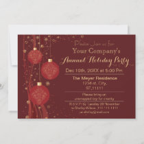Red Gold Festive Corporate holiday party Invite