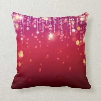Red & Gold Festive Lights Pillow by BamalamArt at Zazzle