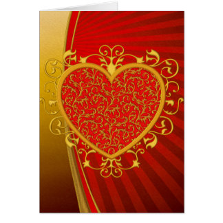 Red Gold Fleur de lis Heart Cards