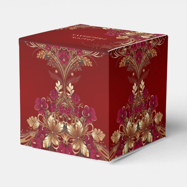Red Gold Floral Holiday Gift Box (Back Side)