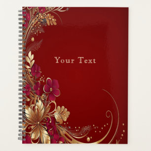 Red Gold Floral Holiday Planner