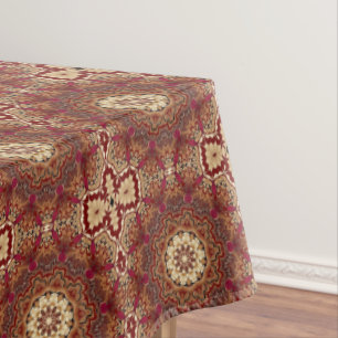 Red Gold Floral Holiday Tablecloth